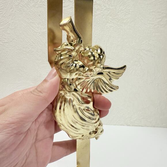 Vintage Giftco Inc Trumpet Angel 10in Gold Metal Wreath Hanger Decor T17 - Picture 4 of 6